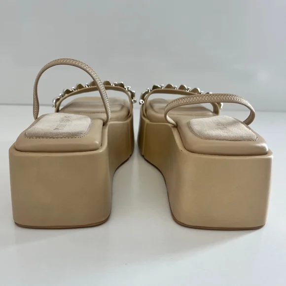 Cult Gaia Onyx Platform Slingback Sandal Silver Spiral Tan EU 38 NWOT - Picture 10 of 13